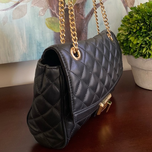 MICHAEL KORS HANNAH QUILTED🖤BLACK🖤LEATHER GOLD CHAIN SHOULDER/CROSSBODY🌟EUC🌟 - Picture 5 of 17